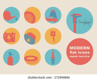 Modern flat design. Auto Car Repair Service Icon Symbol