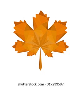 Modern flat design with autumn oak leaf isolated on white background