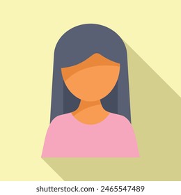 Modern flat design avatar of a woman with a shadow effect on a beige background