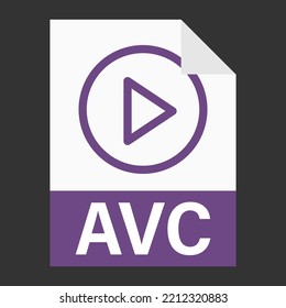 Diseño plano moderno del icono de archivo AVC para web