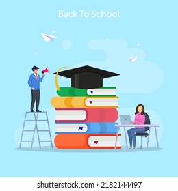 Modern flat design of back to school illustration concept. Flat Style vector template suitable for Web Landing Page, Background.