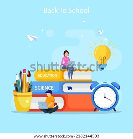 Modern flat design of back to school illustration concept. Flat Style vector template suitable for Web Landing Page, Background.