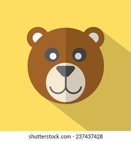 Modern Flat Design Bear Icon Vector Illustration