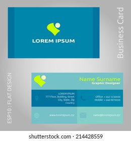 Modern and Flat Design Blue Color Business Card