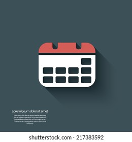 Modern flat design calendar icon with simple shadows. Eps10 vector illustration.