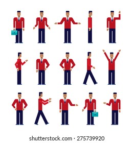 Modern flat design cartoon character set Businessman Manager Waiter 