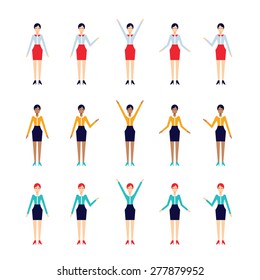 Modern flat design cartoon character set Businesswoman Manager Successful woman