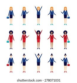 Modern flat design cartoon character set Businesswoman Manager Successful woman