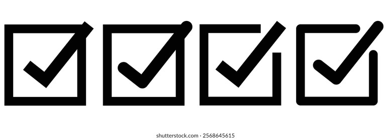 Modern flat design, Checkmark icon set. Check box icon with correct, accept checkmark icons tick box checked. Approve symbol. check mark icon vector .symbol, sign, yes, right. Design eps 10