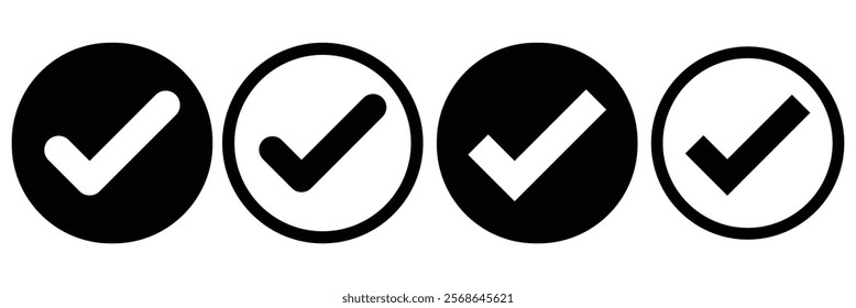 Modern flat design, Checkmark icon set. Check box icon with correct, accept checkmark icons tick box checked. Approve symbol. check mark icon vector .symbol, sign, yes, right. Design eps 10