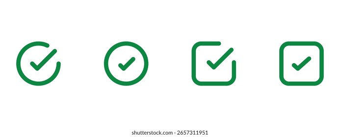 Modern flat design Checkmark icon set Check box icon with correct accept checkmark icons tick box checked. Approve symbol check mark icon vector symbol, sign, yes right Design