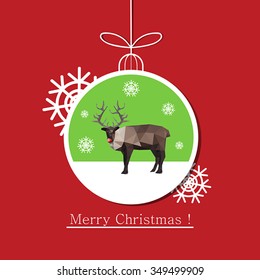 Modern flat design of Christmas balls with reindeer