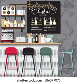 Modern Flat Design Coffee shop Interior Vector Illustration