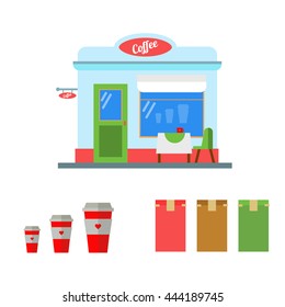 Modern Flat Design Coffee shop  Vector Illustration