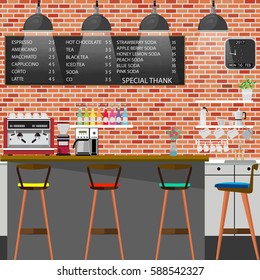 Modern Flat Design Coffee shop Interior Vector Illustration