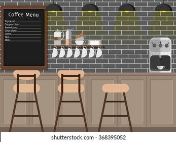 Modern Flat Design of coffee shop,coffee bar
