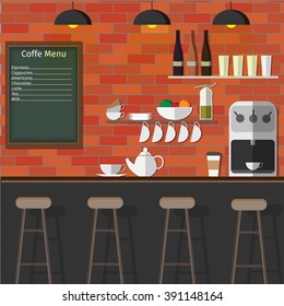 Modern Flat Design Of Coffee Shop,coffee Bar