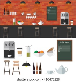 Modern Flat Design of coffee shop,coffee bar