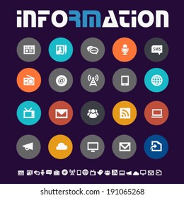 Modern flat design colored information icons on circles