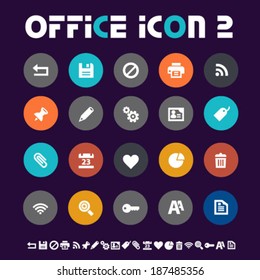Modern flat design colored office icons on circles, set 2