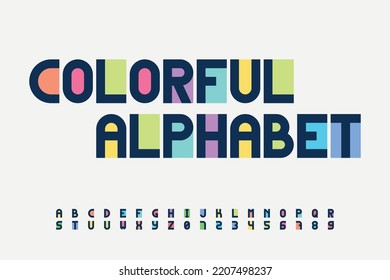 moderno diseño plano alfabeto colorido con dígitos