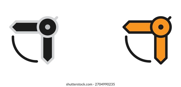 Iconos de brújula de diseño plano moderno que señalan direcciones en negro y naranja para conceptos de navegación, viajes y ubicación con líneas en negrita