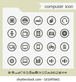 Modern flat design computer icons, on circles