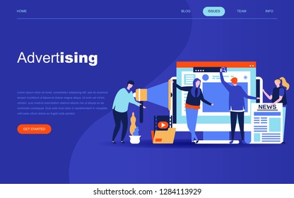 Modern flat design concept of Advertising and Promotion for website and mobile website development. Landing page template. Social media campaign, marketing research. Vector illustration.