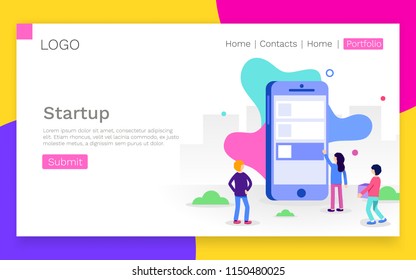 Modern flat design. Concept of App Development for website and mobile website. Landing page template. Easy to edit and customize. Vector illustration