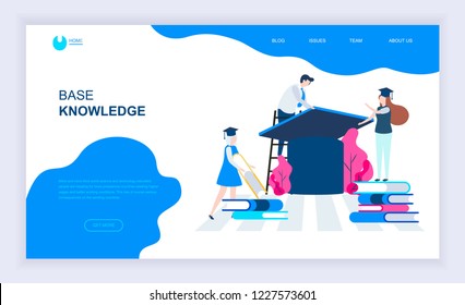 Modern flat design concept of Base Knowledge with decorated small people character for website and mobile website development. UI and UX design. Landing page template. Vector illustration.