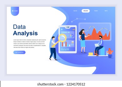 Modern flat design concept of Big Data Analysis for website and mobile website development. Landing page template. Digital information chart and statistic financial budget. Vector illustration.