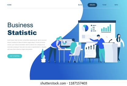 Modern flat design concept of Business Statistic for website and mobile website development. Landing page template. Consulting for company performance, analysis. Vector illustration.