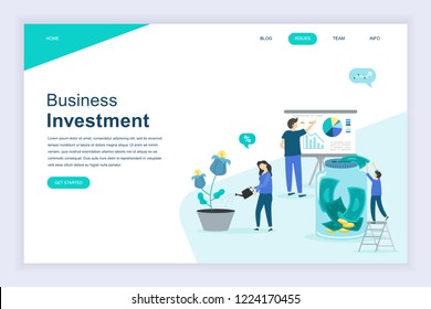 Modern flat design concept of Business Investment for website and mobile website development. Landing page template. Analysis of sales, statistic growth data. Vector illustration.