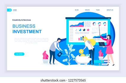 Modern flat design concept of Business Investment with decorated small people character for website and mobile website development. UI and UX design. Landing page template. Vector illustration.