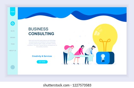 Modern flat design concept of Business Consulting with decorated small people character for website and mobile website development. UI and UX design. Landing page template. Vector illustration.