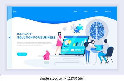 Modern flat design concept of Business Innovation with decorated small people character for website and mobile website development. UI and UX design. Landing page template. Vector illustration.