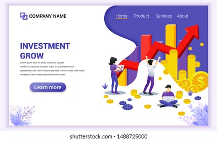 Modern flat design concept of business investment, statistic grow data. Can use for banner, business analysis, infographics, mobile app, landing page, web design template. Flat vector illustration