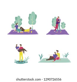 Modern flat design concept of  couple doing activities