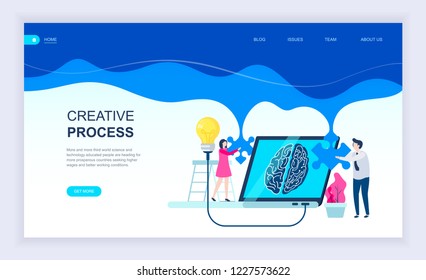 Modern flat design concept of Creative Process with decorated small people character for website and mobile website development. UI and UX design. Landing page template. Vector illustration.