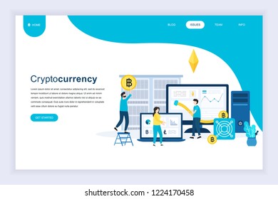 Modern flat design concept of Cryptocurrency Exchange for website and mobile website development. Landing page template. Farm for mining digital money and trading currency. Vector illustration.