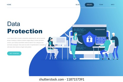 Modern flat design concept of Data Protection for website and mobile website development. Landing page template. Credit card check and software access data as confidential. Vector illustration.