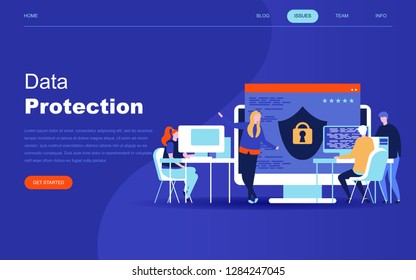 Modern flat design concept of Data Protection for website and mobile website development. Landing page template. Credit card check and software access data as confidential. Vector illustration.