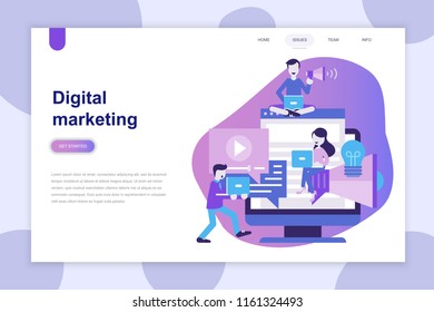 Modern flat design concept of Digital Marketing for website and mobile website. Landing page template. Can use for web banner, infographics, hero images. Vector illustration.
