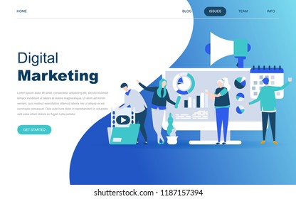 Modern flat design concept of Digital Marketing for website and mobile website development. Landing page template. Business analysis, content strategy and management. Vector illustration.