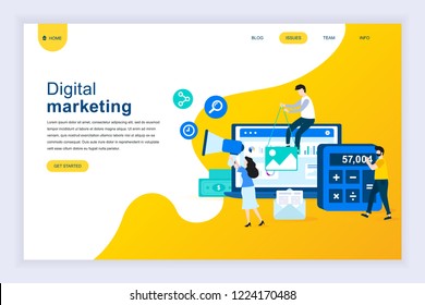 Modern flat design concept of Digital Marketing for website and mobile website development. Landing page template. Business analysis, content strategy and management. Vector illustration.