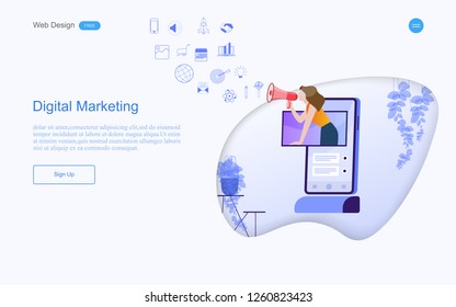 Modern flat design concept of digital marketing for banner and website.landing page template. content strategy and management. Vector illustration.