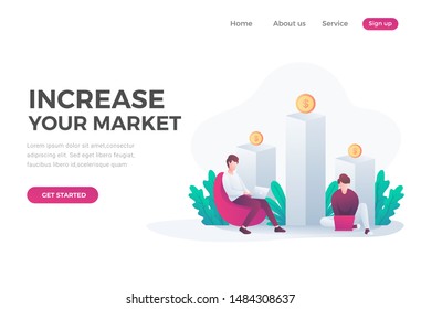 Modern flat design concept of Digital Marketing Landing page. UI and UX design. Vector illustration