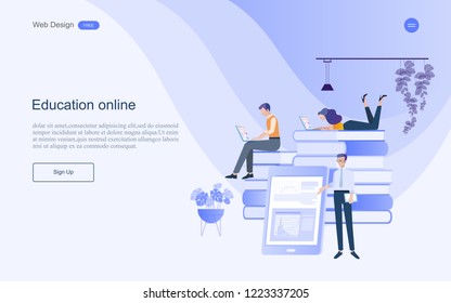 Modern flat design concept of  education for website and landing page template.Online education, training and courses, learning, Vector illustration.