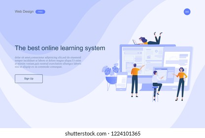 Modern flat design concept of  education for website and landing page template.Online education, training and courses, learning, Vector illustration.