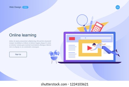 Modern flat design concept of  education for website and landing page template.Online education, training and courses, learning, Vector illustration.